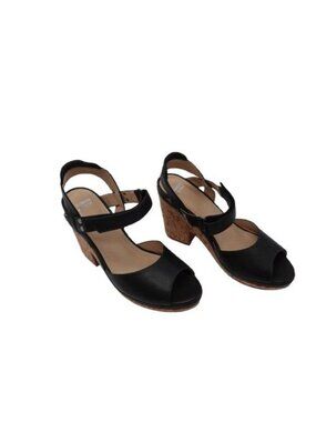 NIB Johnson and Murphy Ashlyn Platform Quarter Strap Sandals Block Heel Black 7M